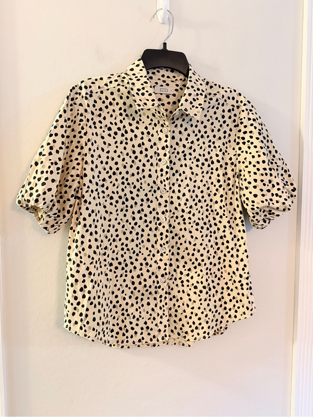 AYR The Puff Piece Poplin Soft Spotted Blouse Medium Puff Sleeve